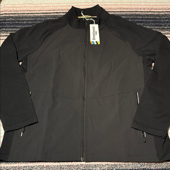 Smartwool Intraknit Active Full Zip Jacket Women's Size L Black Stripe FLAW - Picture 1 of 2